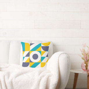 Bauhaus Inspired Geometric Pattern Throw Pillow