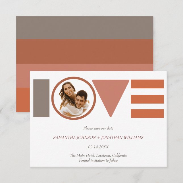 Bauhaus Love Striped Photo Wedding Save the Date (Front/Back)
