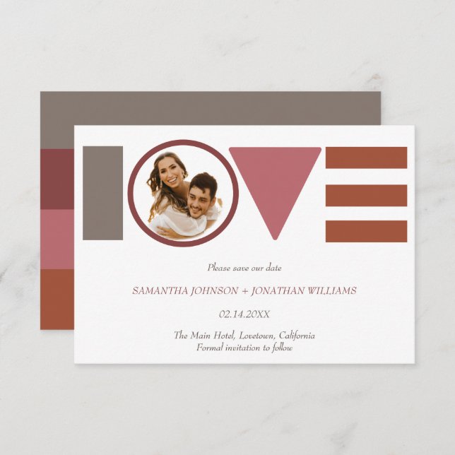 Bauhaus Love Striped Photo Wedding Save The Date (Front/Back)