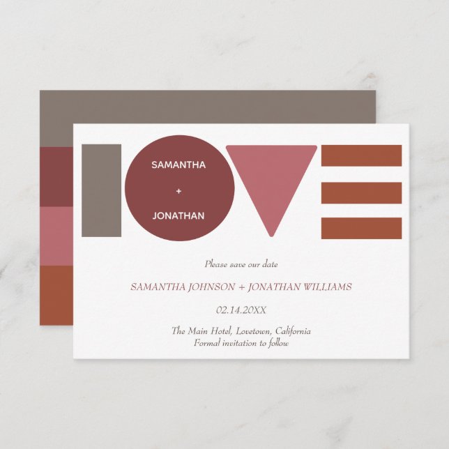 Bauhaus Love Striped Wedding  Save The Date (Front/Back)
