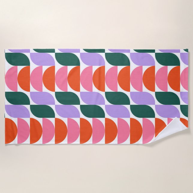 Bauhaus Mid Century Modern Geometric MCM Retro Beach Towel (Front)