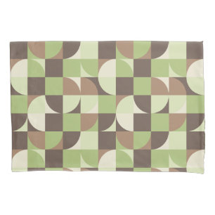 Bauhaus Mid Century Modern Leaf and Tree Retro Pillowcase