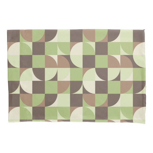 Bauhaus Mid Century Modern Leaf and Tree Retro Pillowcase (Front-Left)