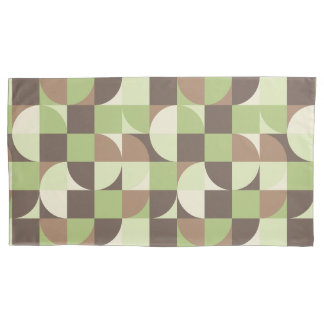 Bauhaus Mid Century Modern Leaf and Tree Retro Pillowcase