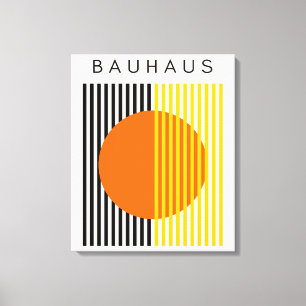 Bauhaus Modern Art Orange Circle Stripes Canvas Print