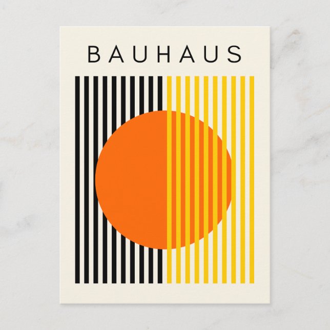 Bauhaus Modern Art Orange Circle Stripes Postcard (Front)