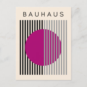 Bauhaus Modern Art Purple Circle Stripes Postcard