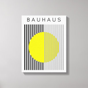 Bauhaus Modern Art Yellow Circle Stripes Canvas Print