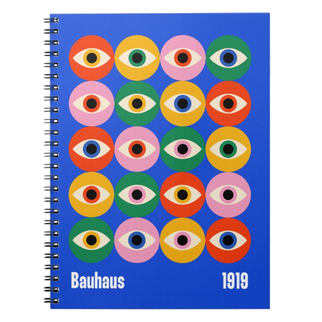 Bauhaus Mystic Eyes Grid Pattern Notebook (Front)