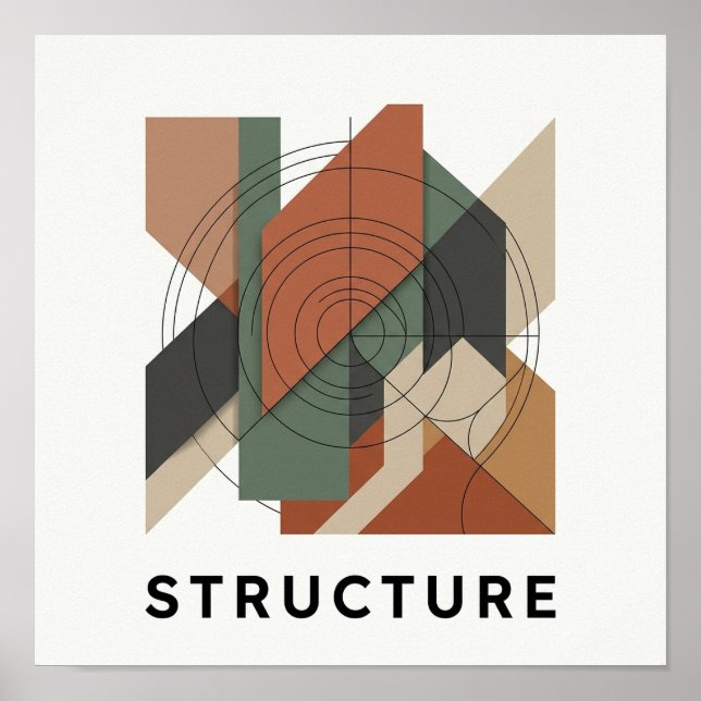 Bauhaus Overlapping Geometry Square Poster (Front)