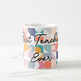 Bauhaus pastel tile pattern with slogan coffee mug