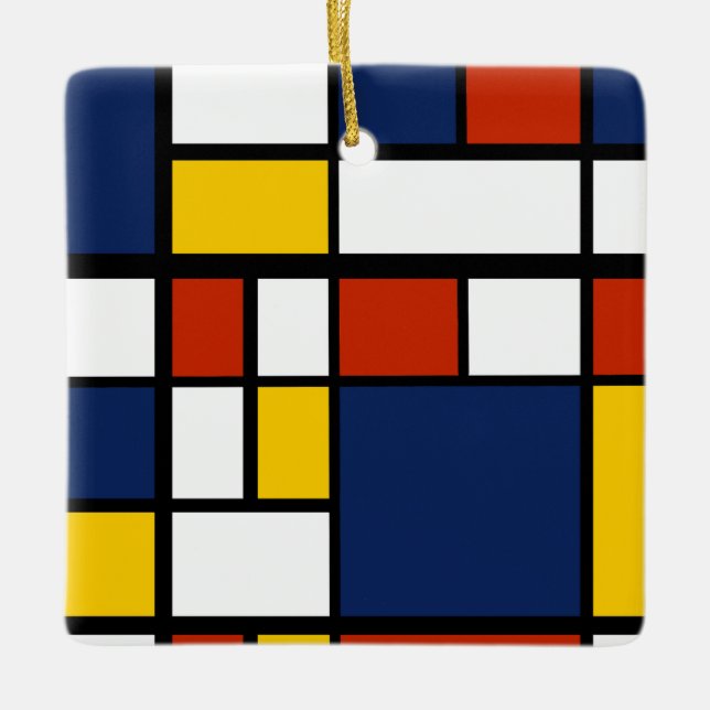 bauhaus pattern abstract geometric art painting mo ceramic ornament (Front)