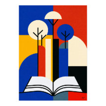 Bauhaus Reading Forest Geometric Book Lover Art