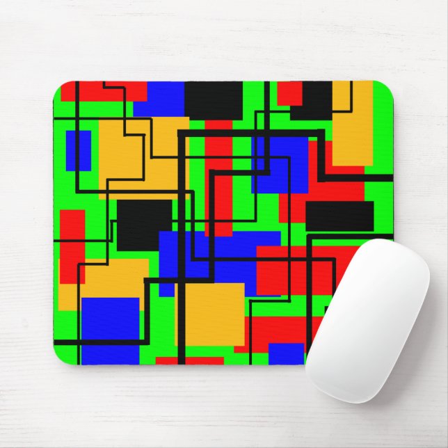 Bauhaus Rectangles and Lines  Mouse Mat (With Mouse)