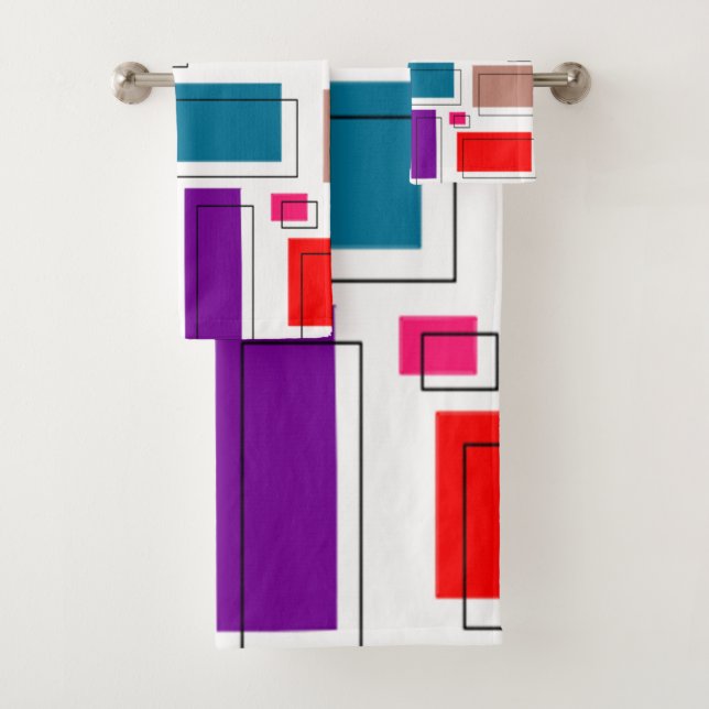 Bauhaus Rectangles Bath Towel Set (Insitu)