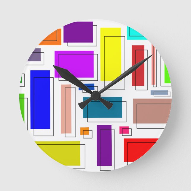 Bauhaus Rectangles  Round Clock (Front)