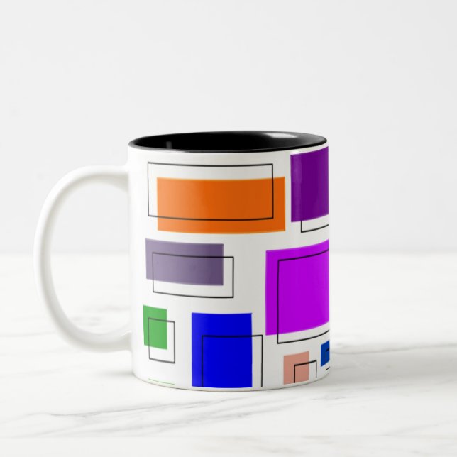 Bauhaus Rectangles Two-Tone Coffee Mug (Left)