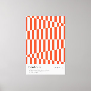 Bauhaus Red Orange Stripe Geometric Art Print