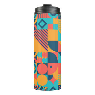 Bauhaus Retro: 70s Geometric Musical Thermal Tumbler