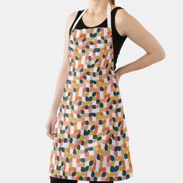 Bauhaus Retro Geometric Pattern Apron (Insitu)