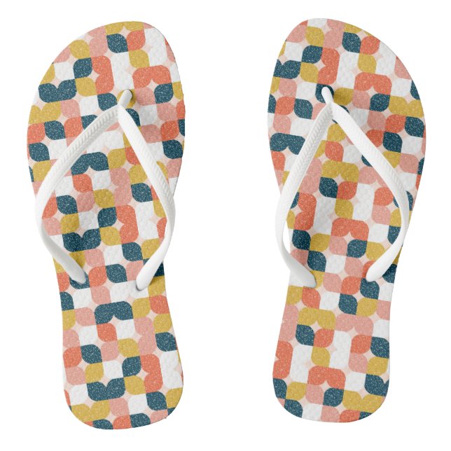 Bauhaus Retro Geometric Pattern Flip Flops (Footbed)