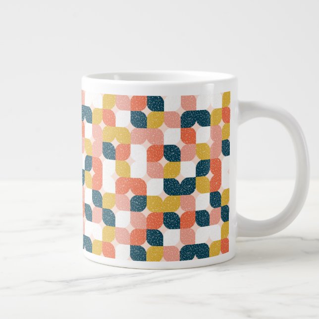 Bauhaus Retro Geometric Pattern Large Coffee Mug (Right)