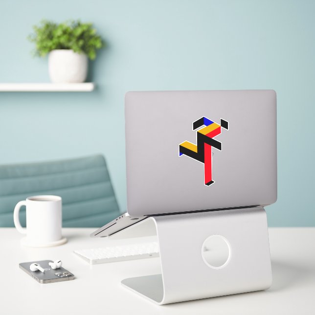 Bauhaus Running Man Poster (Laptop On Desk)