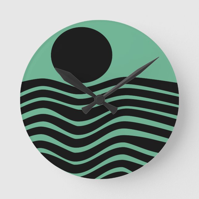 Bauhaus Seafoam Green Abstract  Round Clock (Front)