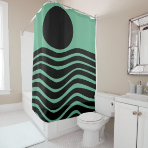 Bauhaus Seafoam Green Abstract Shower Curtain