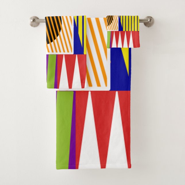 Bauhaus Shape Collage Bath Towel Set (Insitu)