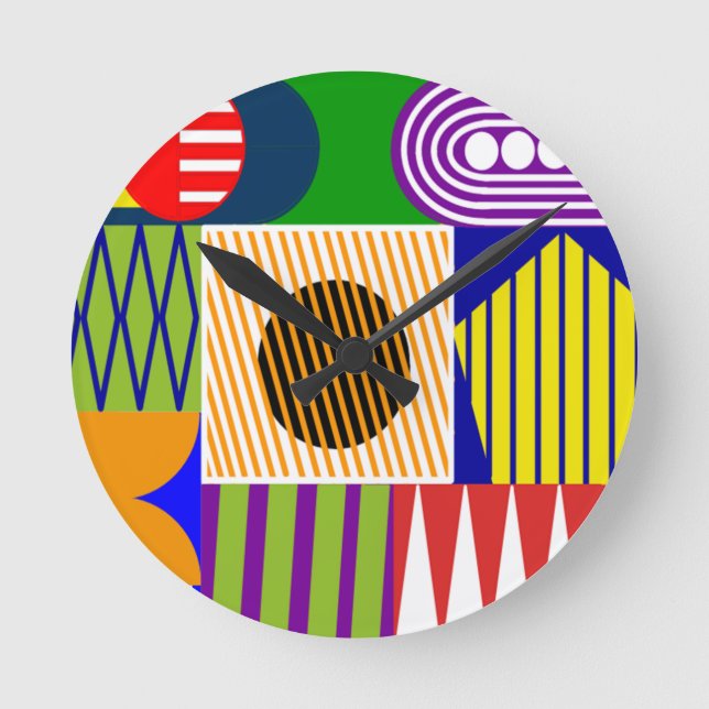 Bauhaus Shape Collage  Round Clock (Front)