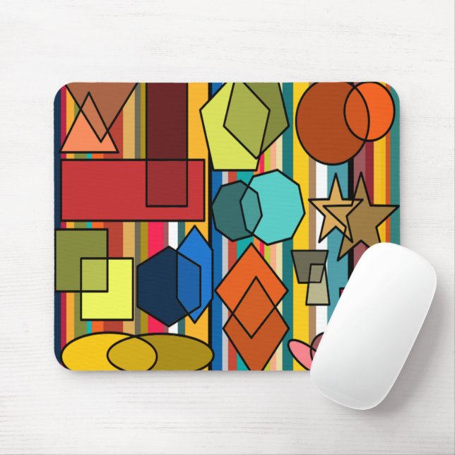 Bauhaus Shapes and Lines Mouse Mat (With Mouse)
