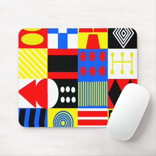 Bauhaus Shapes Mouse Mat (With Mouse)