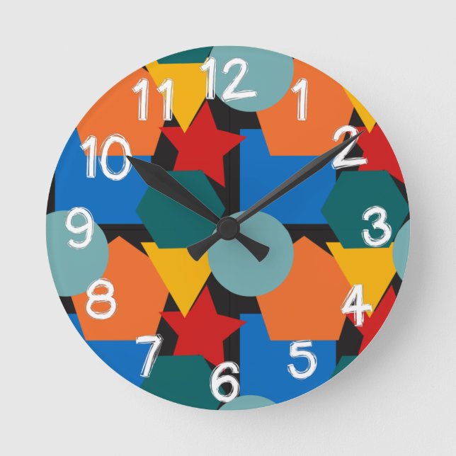 Bauhaus Shapes  Round Clock (Front)