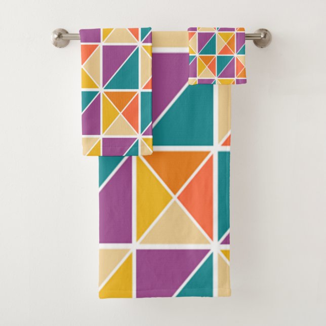 Bauhaus Squares Bath Towel Set (Insitu)