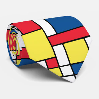 Bauhaus Squares Boho 60's 70's Pattern Necktie