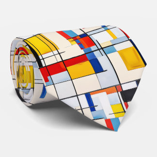 Bauhaus Squares Boho 60's 70's Pattern Necktie