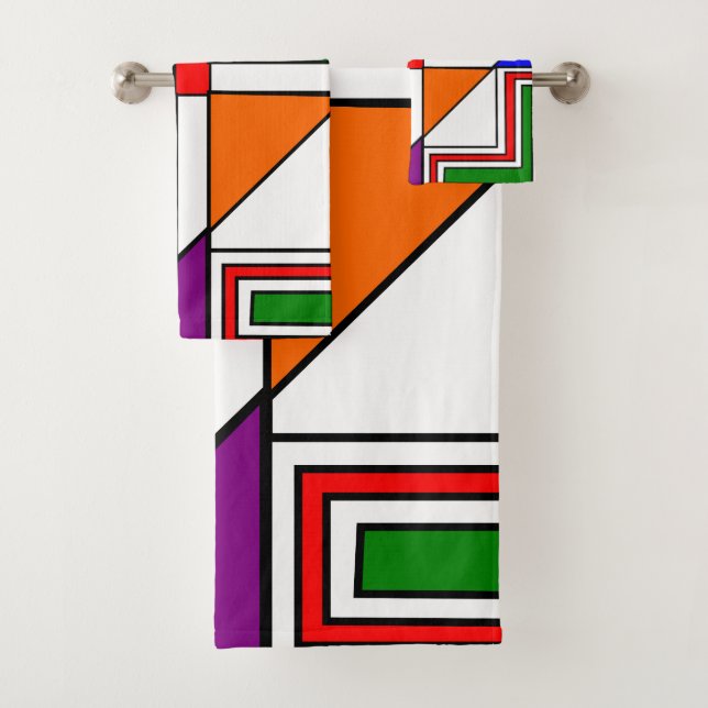 Bauhaus Stained Glass Bath Towel Set (Insitu)