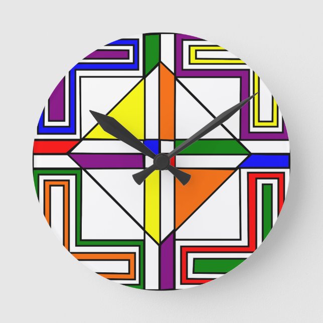 Bauhaus Stained Glass Round Clock (Front)