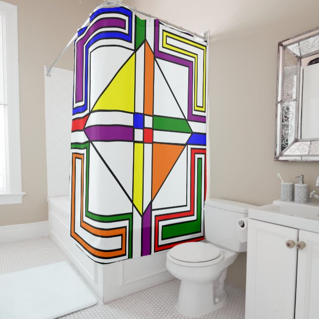 Bauhaus Stained Glass Shower Curtain (In Situ)