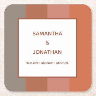 Bauhaus Striped Custom Wedding Square Paper Coaster