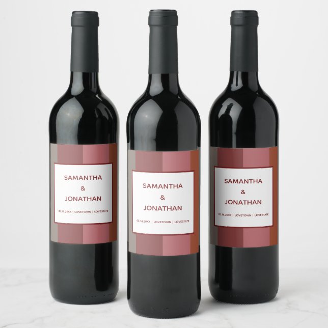 Bauhaus Striped Custom Wedding Wine Sticker Label (Bottles)