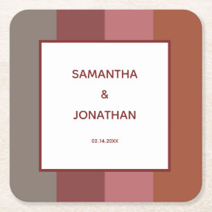 Bauhaus Striped Personalised Square Paper Coasters