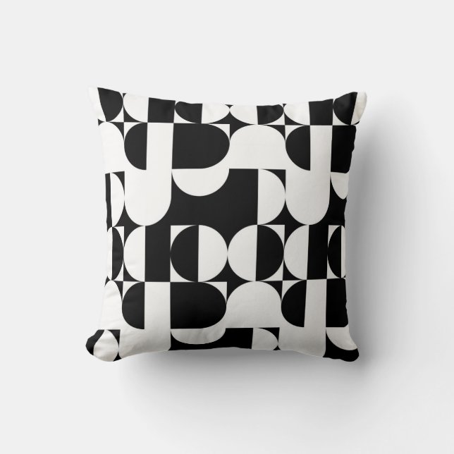 Bauhaus Style Black And White Geometric Retro  Cushion (Front)