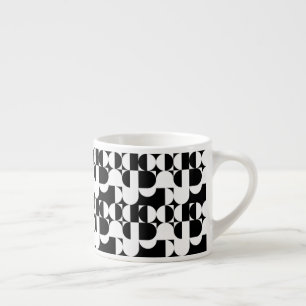 Bauhaus Style Black And White Geometric Retro  Espresso Cup