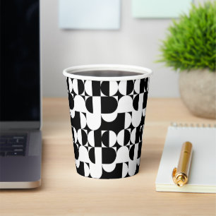 Bauhaus Style Black And White Geometric Retro Paper Cups