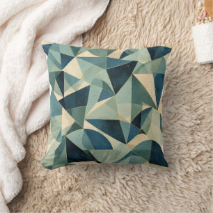 Bauhaus Style Geometric Sage and Blue Lumbar Cushion