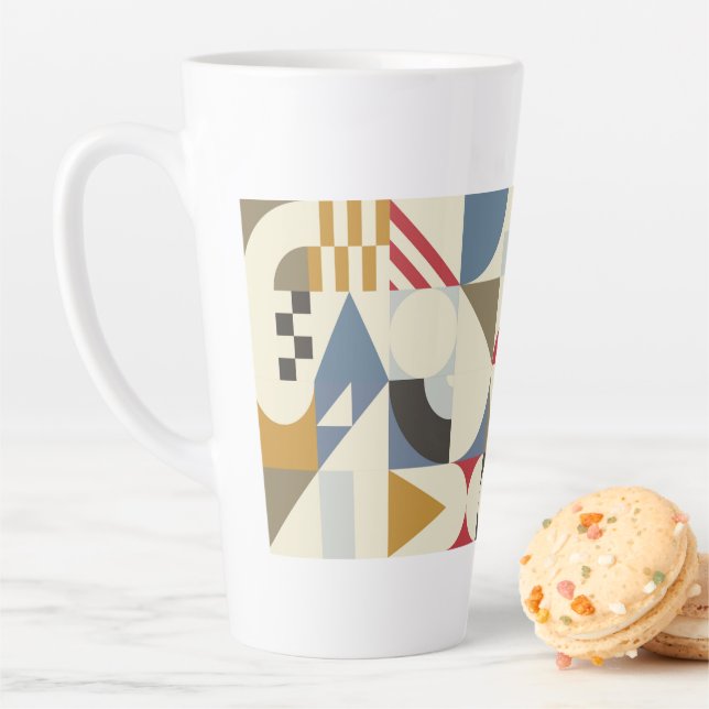 Bauhaus Style Geometric Shape Design Latte Mug (In Situ)