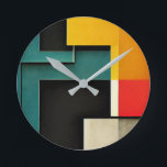 Bauhaus style illustrated round clock<br><div class="desc">Bauhaus - design inspired by bauhaus style. This clock is a gift idea for every art-loving person who loves good and warm feeling design.</div>