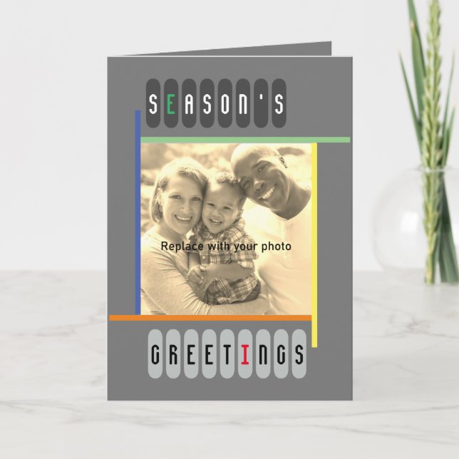 Bauhaus Style Retro Modern Artsy Christmas Holiday Card (Front)